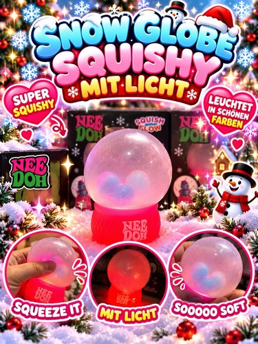 Needoh snow globe squishy - snow, led